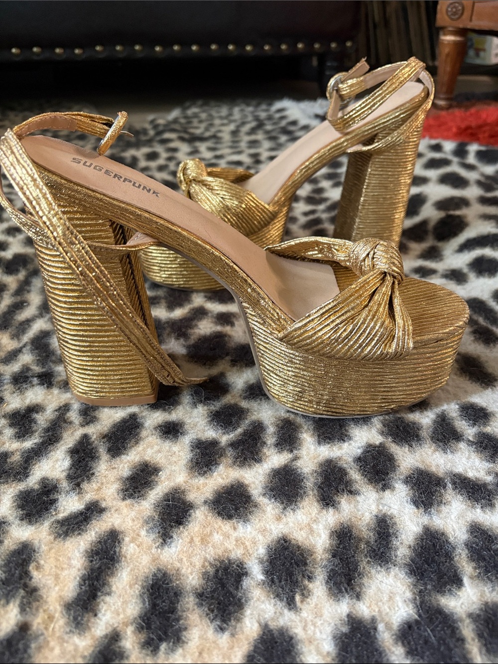 Sugarpunk Gold Platform Block Heel Sandals